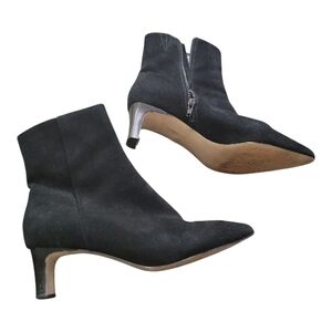 Andre Assous, Winter, Black Pointed-Toe Ankle Booties with Kitten Heel, Size 9